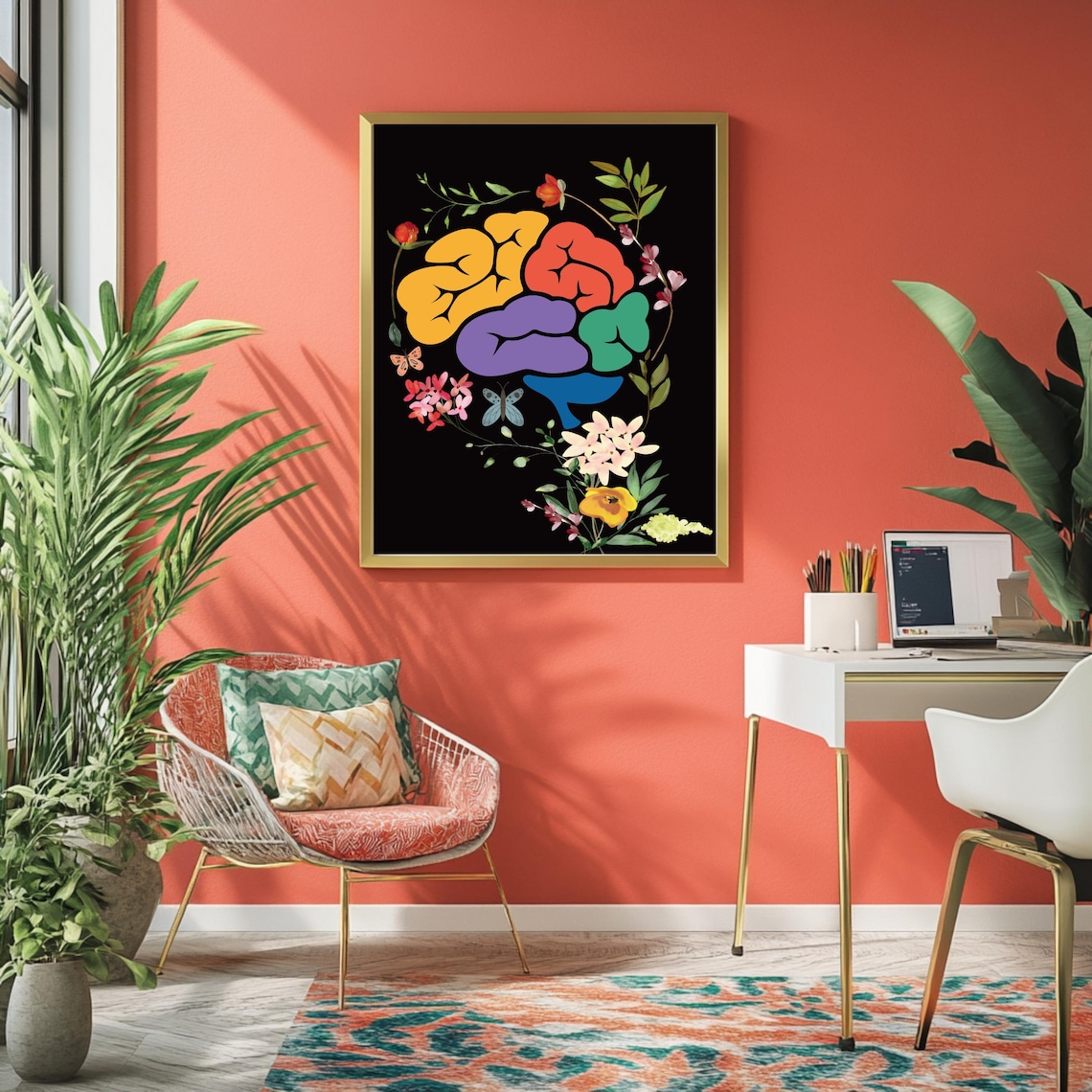 Brain Anatomy Floral Art Print, Medical Study Decor - Image 2