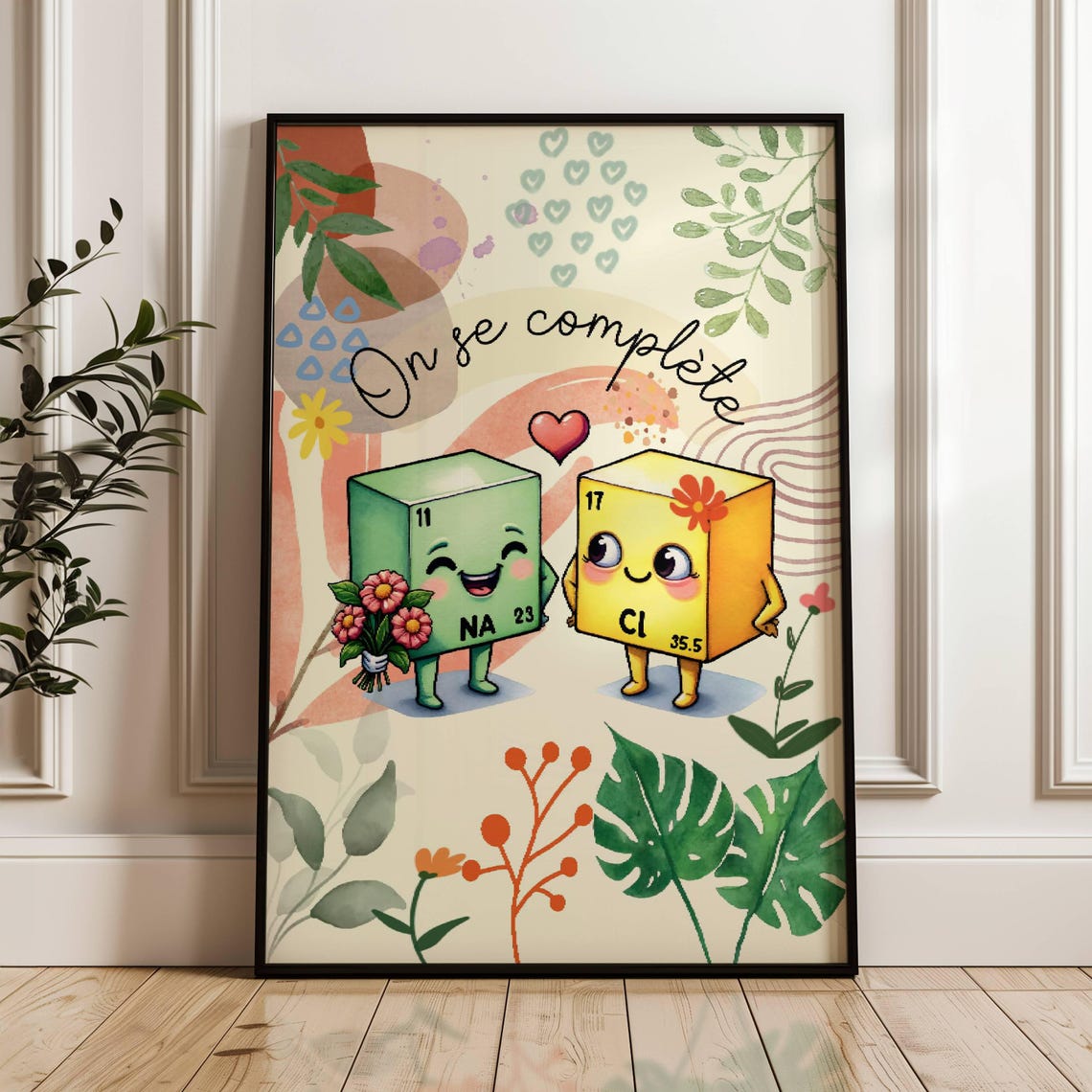 French Chemistry Na and Cl Element Cubes Love Classroom Poster