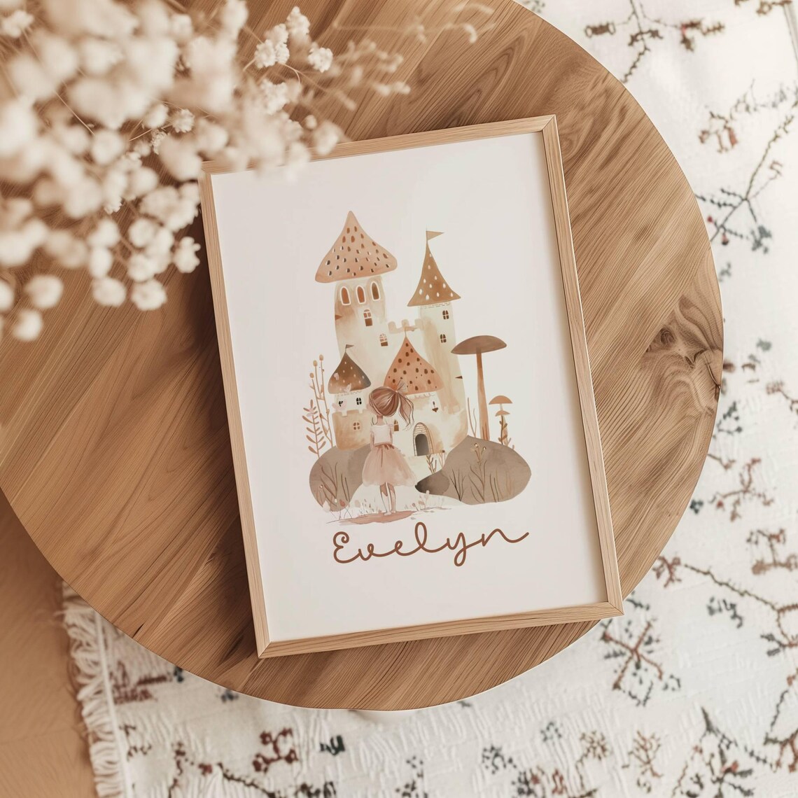 Personalized Princess Girl Name Room Decor Bedroom Wall Art Girls Bedroom Print Nursery Art Neutral Wall Art Watercolor Poster Gift - Image 2