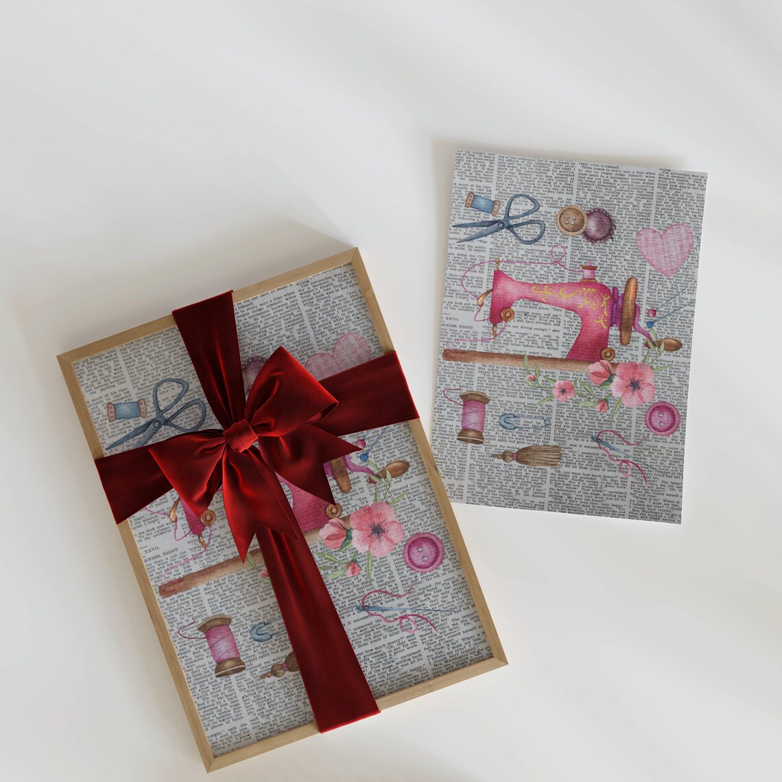 Sewing Machine Christmas Art Print, Sewing Room Decor - Image 3