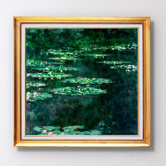 Claude Monet Water Lilies Dark Green Pond Giverny Painting Poster