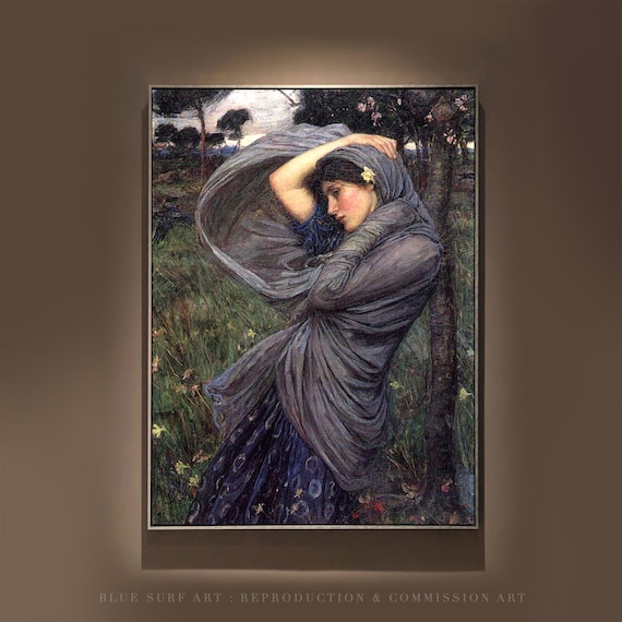 John Waterhouse Boreas 1903 Windblown Woman Grey Cloak Pre Raphaelite Poster