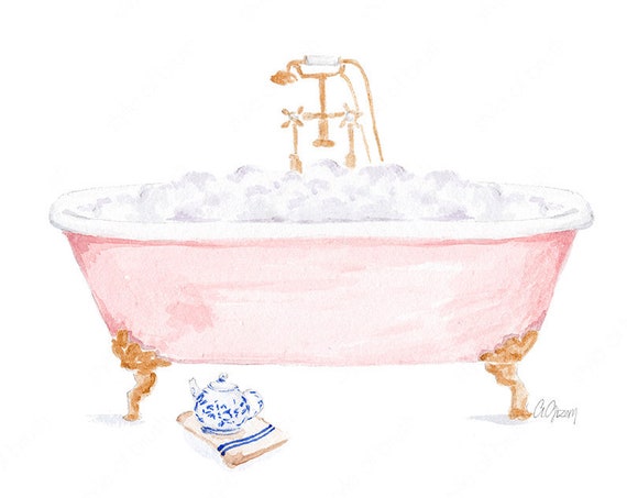 Pink Bathtub Spa Illustration Beauty Illustration Fashion Illustration