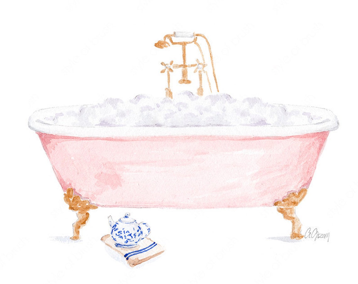 Pink Bathtub Spa Illustration Beauty Illustration Fashion Illustration