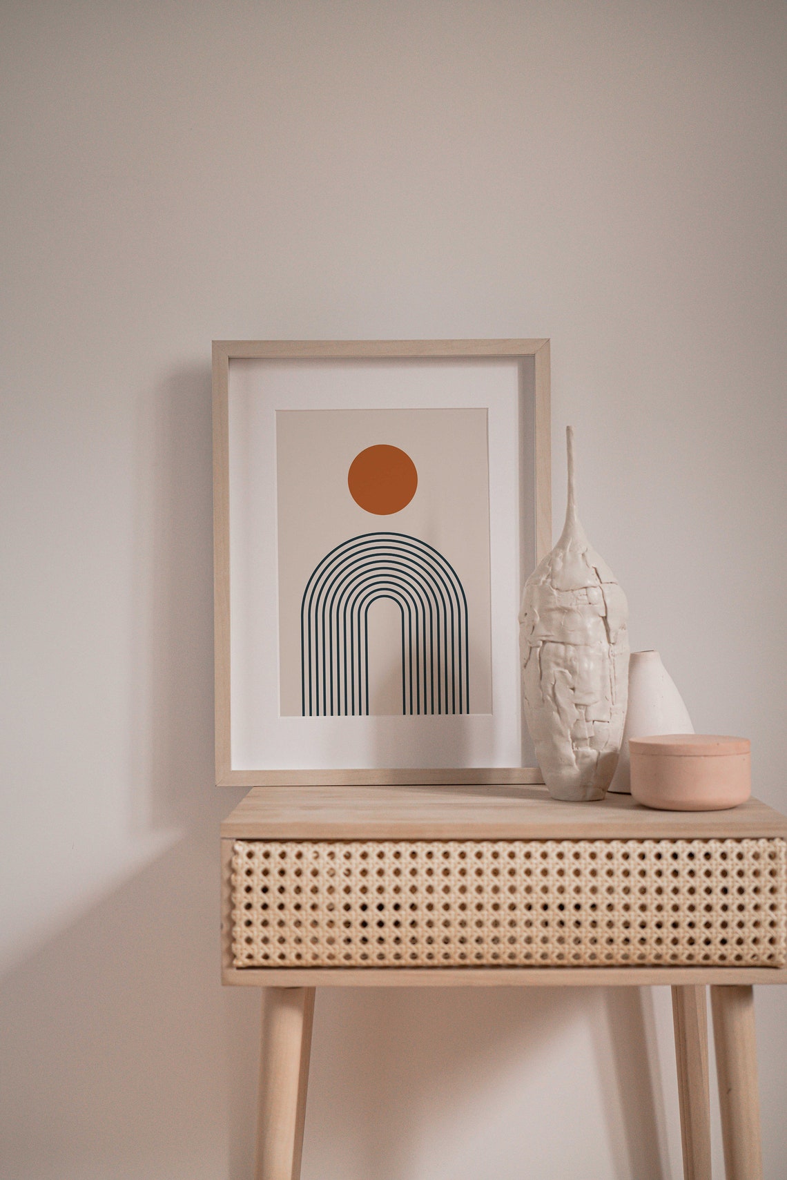 Rainbow Sun Retro Art Earth Tones Poster Boho Minimalist Wall Art Abstract Art Modern Art Print - Image 3