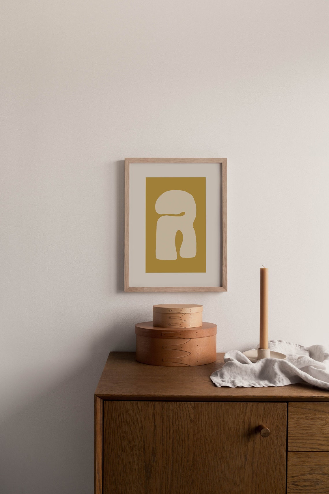 Mustard Gold Organic Shape Minimalist Contemporary Abstract Art Poster - Image 3
