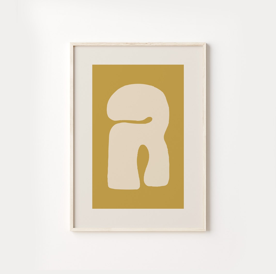Mustard Gold Organic Shape Minimalist Contemporary Abstract Art Poster