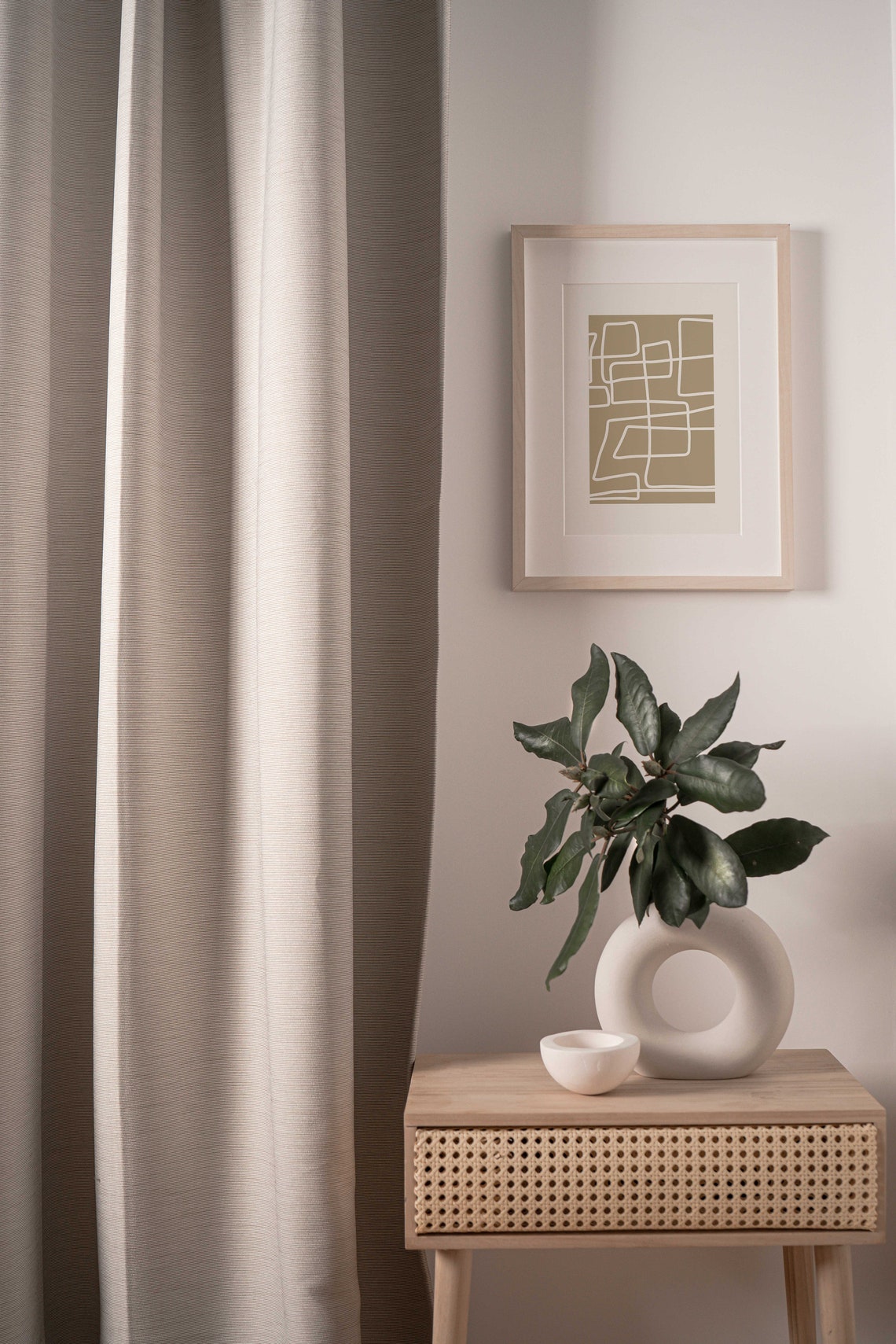 Beige Hand Drawn Continuous Line Loops Minimalist Abstract Art Poster - Image 3