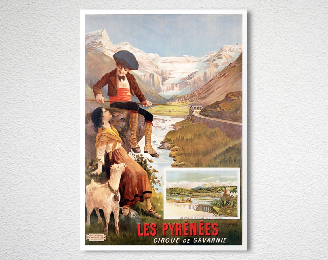 Les Pyrénées Cirque de Gavarnie Shepherd Goat Mountain Vintage Poster - Image 2