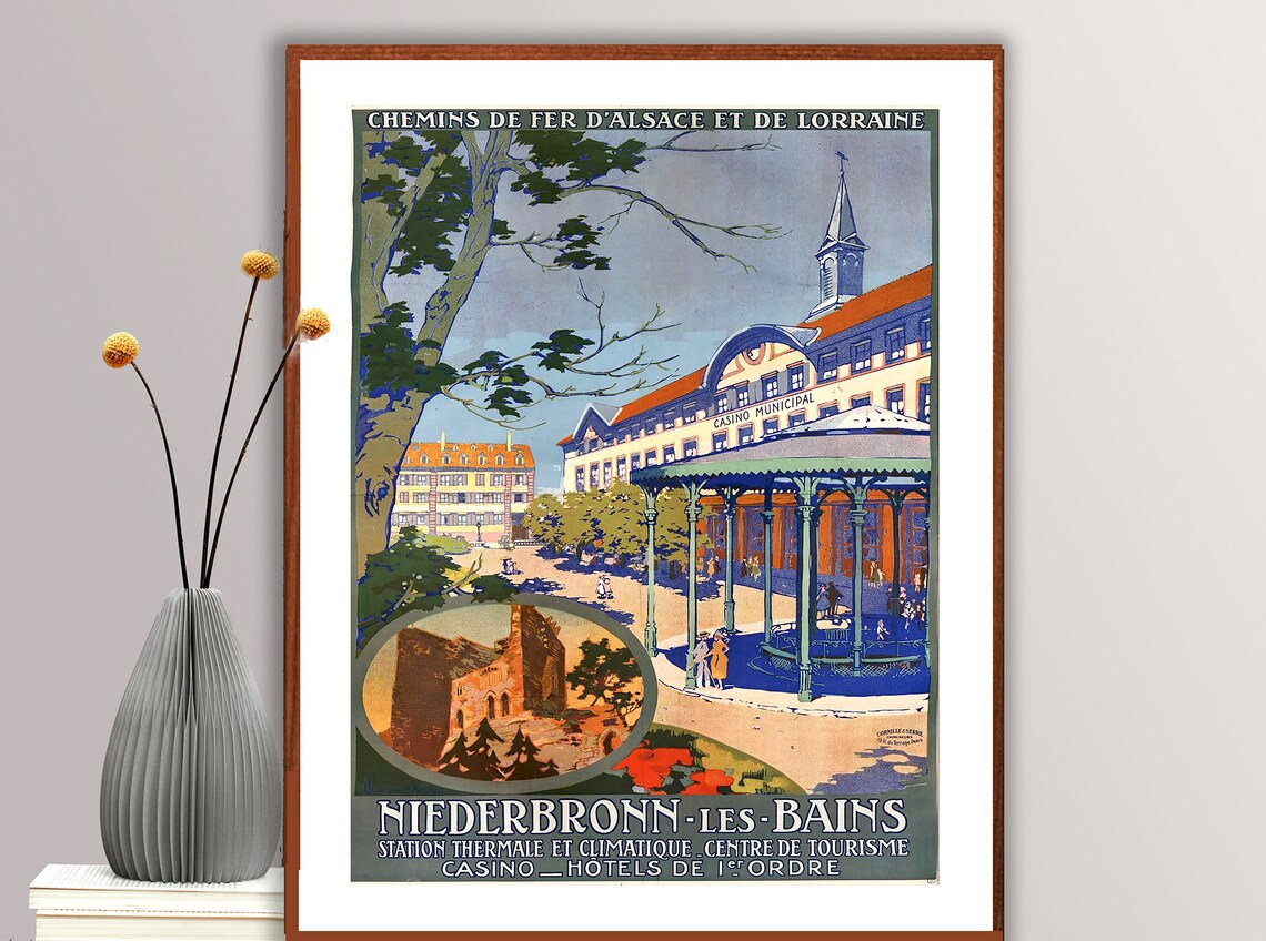 Niederbronn les Bains Alsace French Railways Vintage Travel Poster