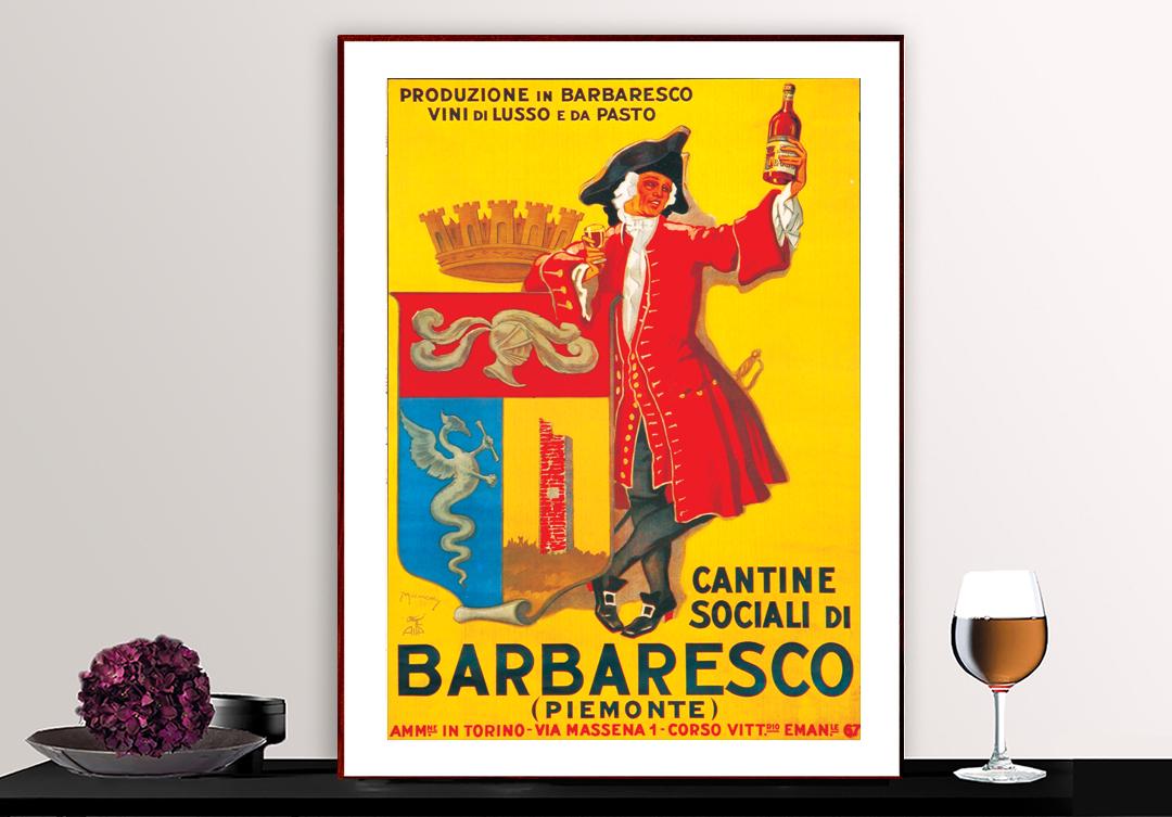Cantini Sociali Di Barbaresco Piemonte Vintage Travel Poster