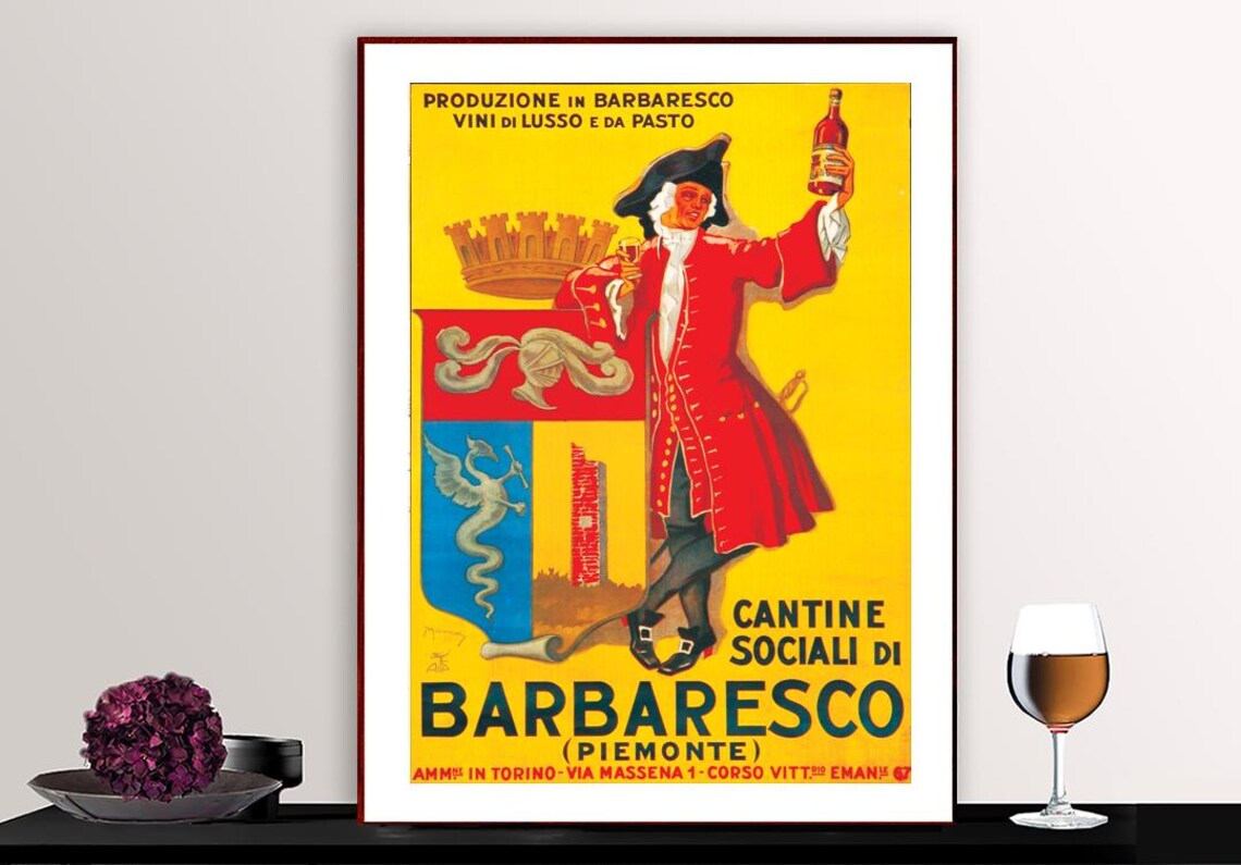Cantini Sociali Di Barbaresco Piemonte Vintage Travel Poster