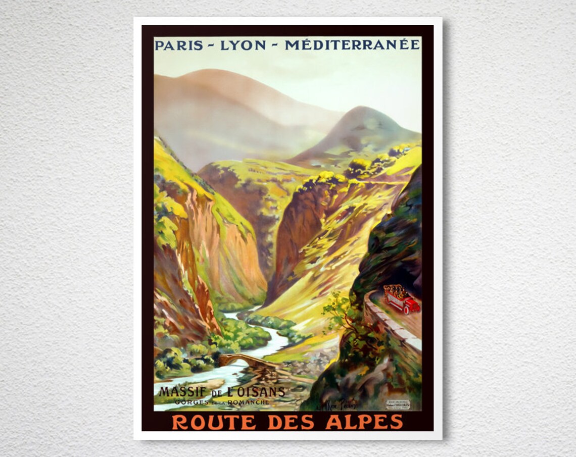 Route Des Alpes Massif De L Oisans Vintage French Alpine Travel Poster - Image 2