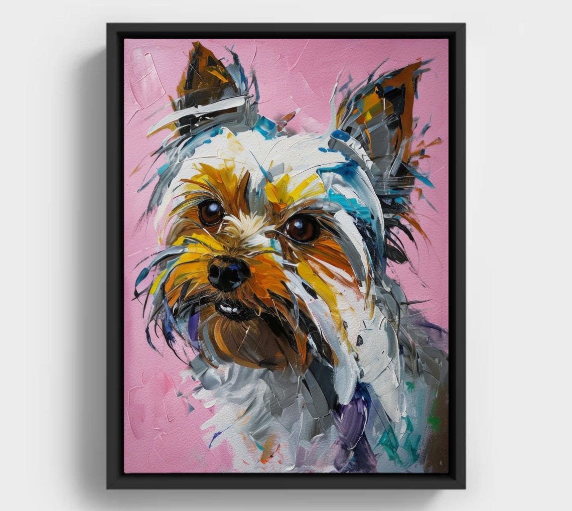 Yorkshire Terrier Oil Portrait Colorful Brushstroke Dog Wall Art