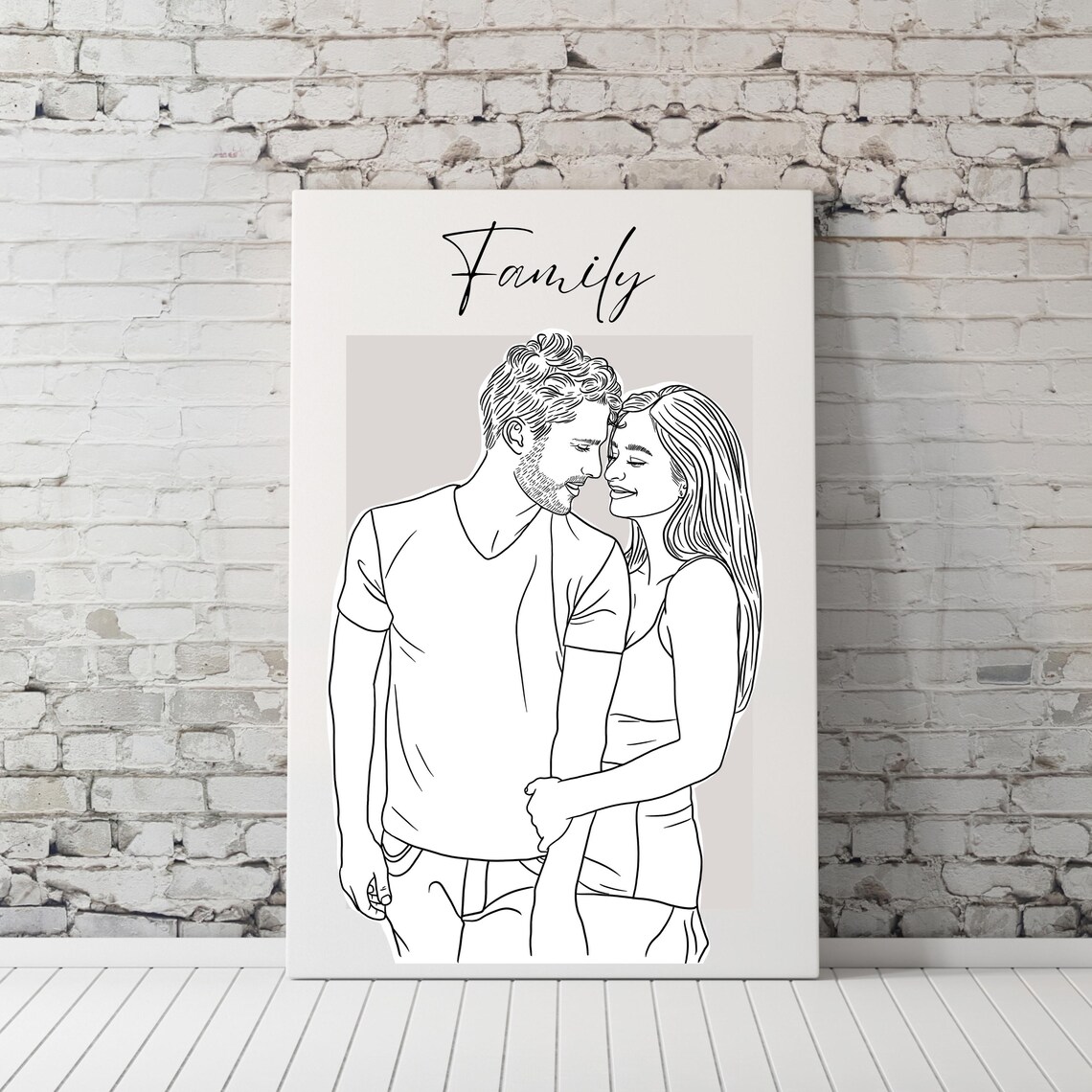 Romantic Couple Line Art Portrait Custom Love Story Keepsake Poster - Image 2