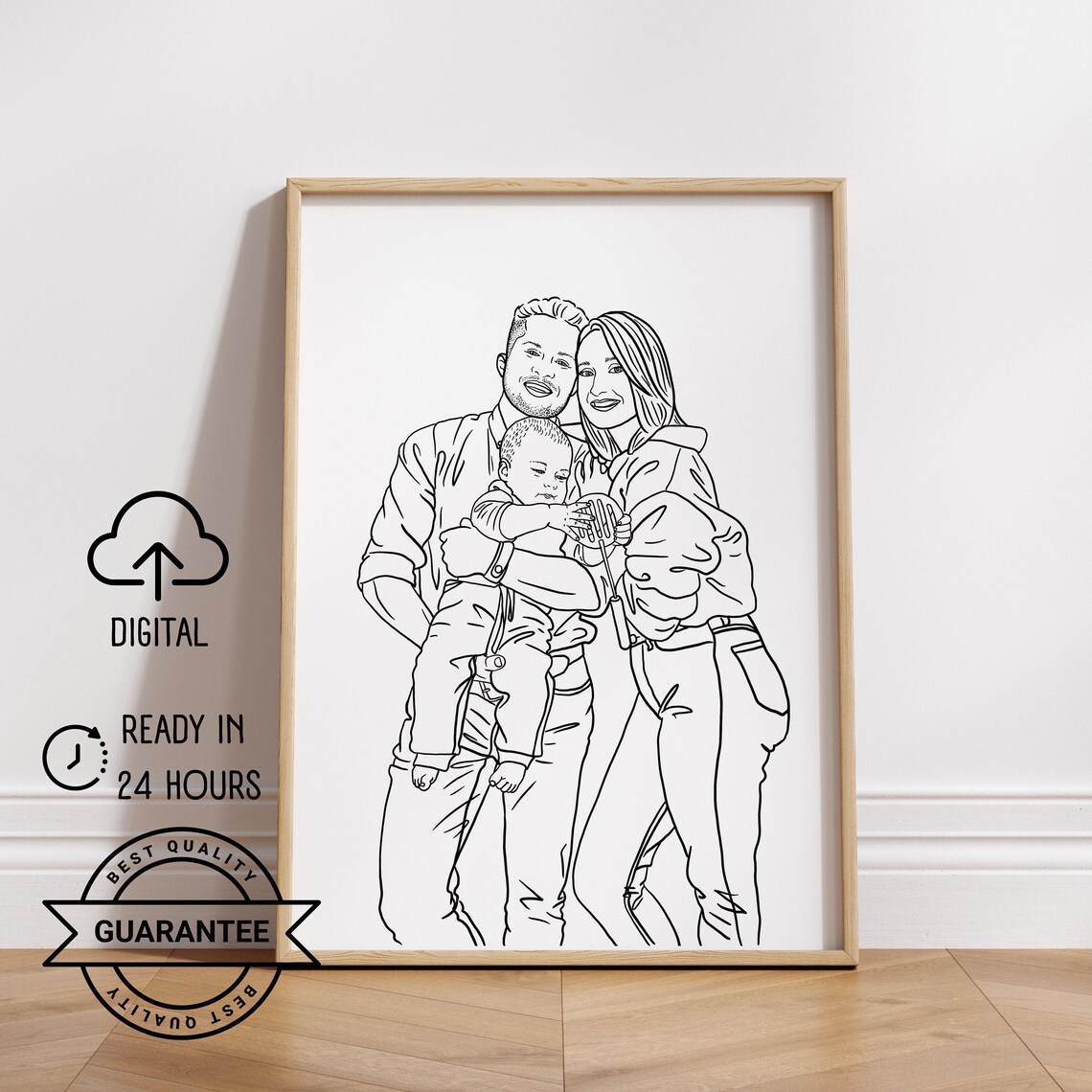 One Line Drawing Custom Couple Portrait, Art Print