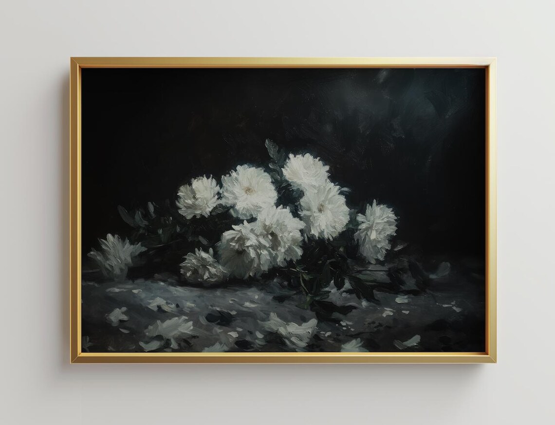 Chrysanthemum Art Print, Neutral Landscape
