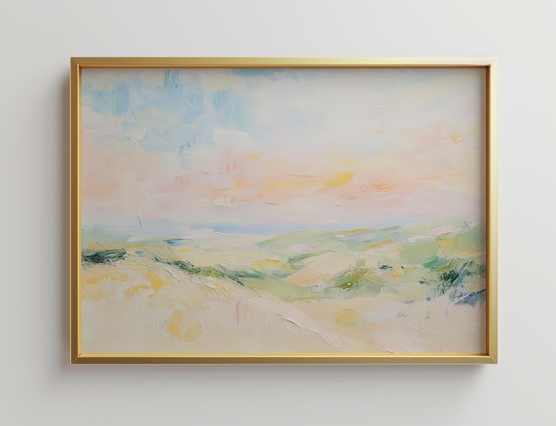 Pink Clouds Landscape Art Print, Modern Wall Decor