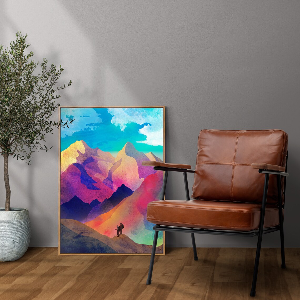 Hiking Couple Art Print, Valentine Love Decor - Image 3
