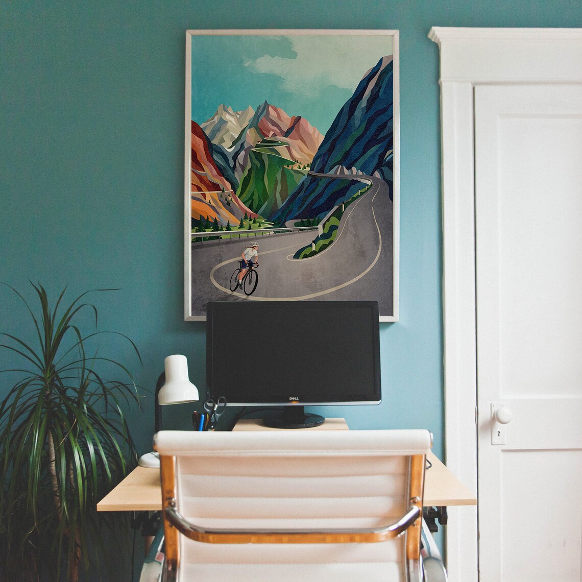 Woman Cyclist Cycling Art Print, The Ascent - Image 4