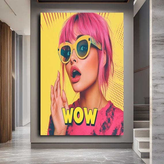 Pop Art Wow Girl Print Bold And Colorful Retro Wall Art For Modern Interiors Perfect For Living Room Bedroom
