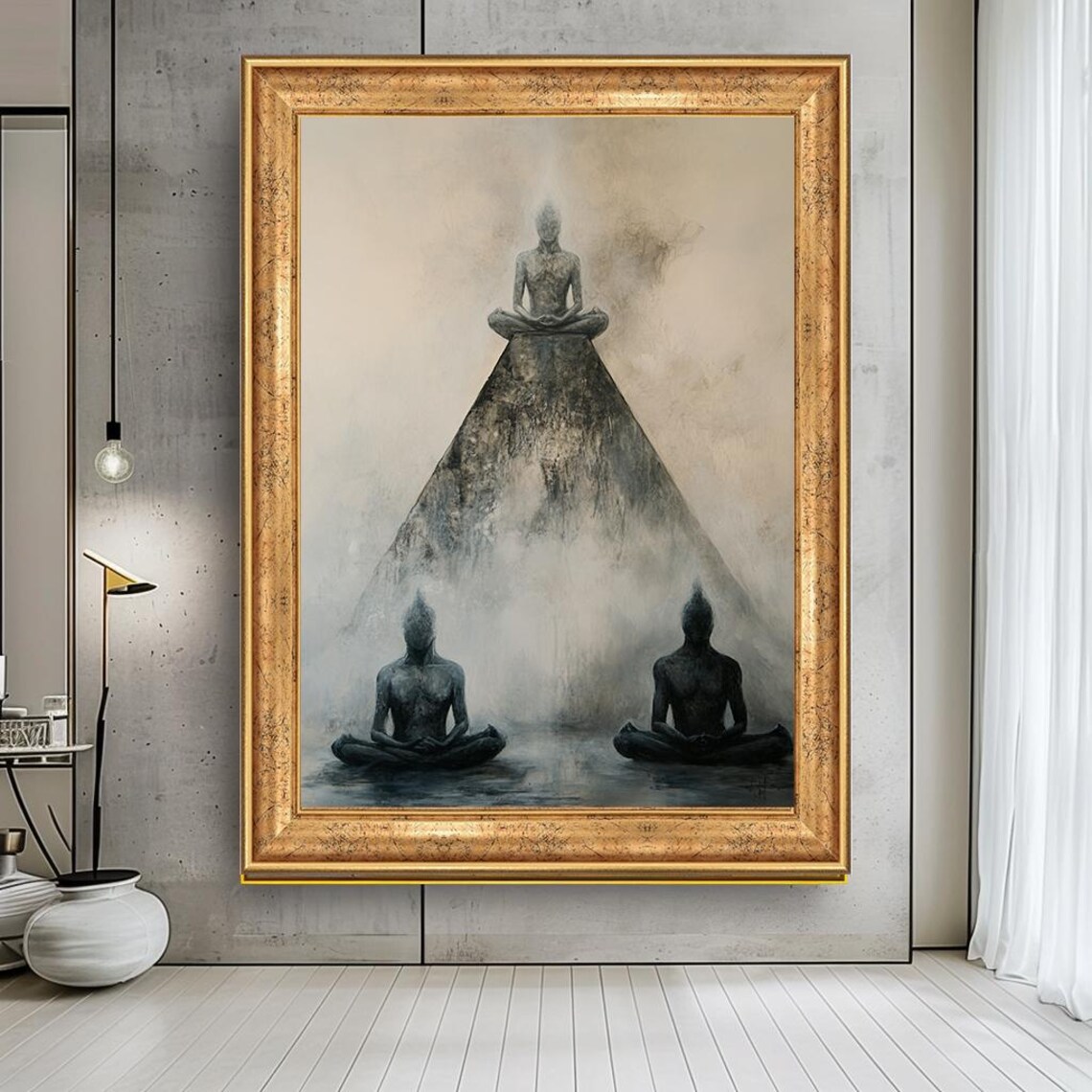 Meditation Mountain Spiritual Figures Minimalist Zen Art Print