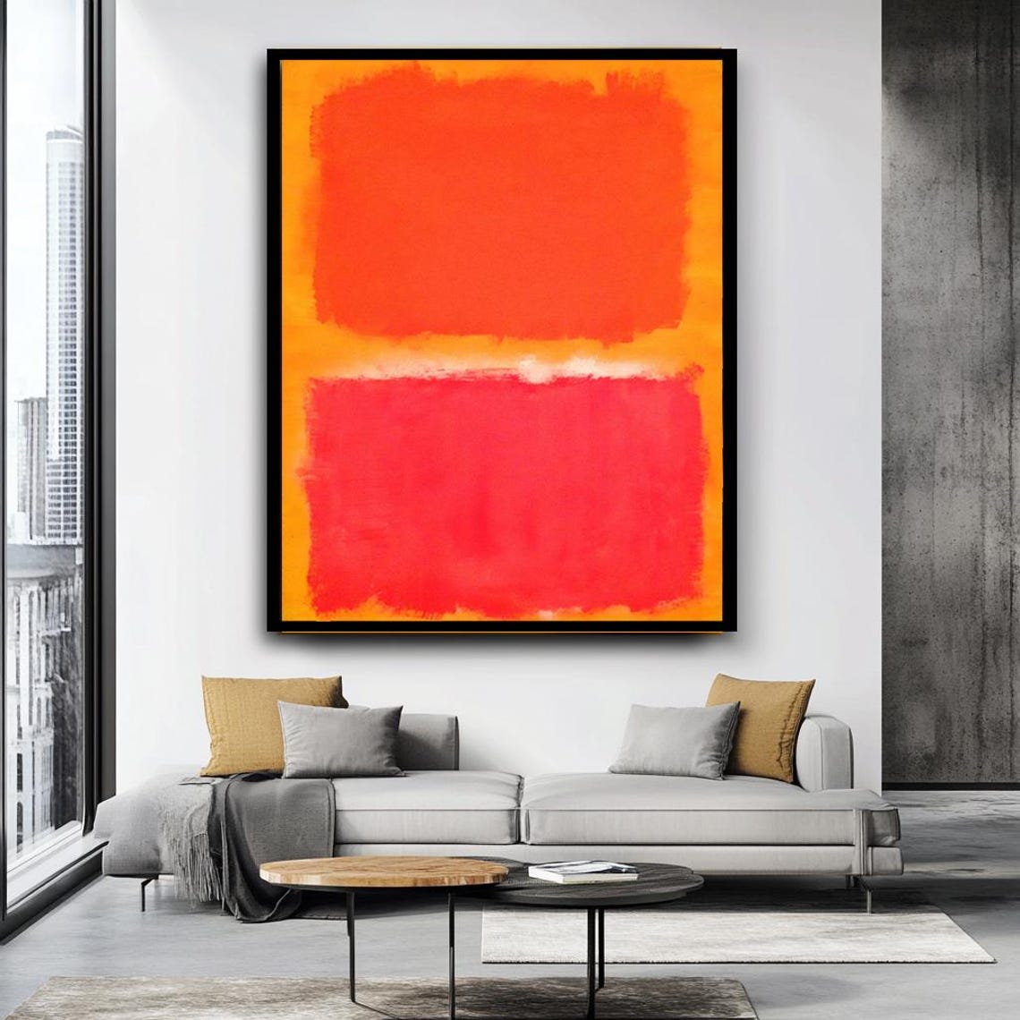 Red Orange Color Block Abstract Rothko Style Minimalist Wall Art - Image 4