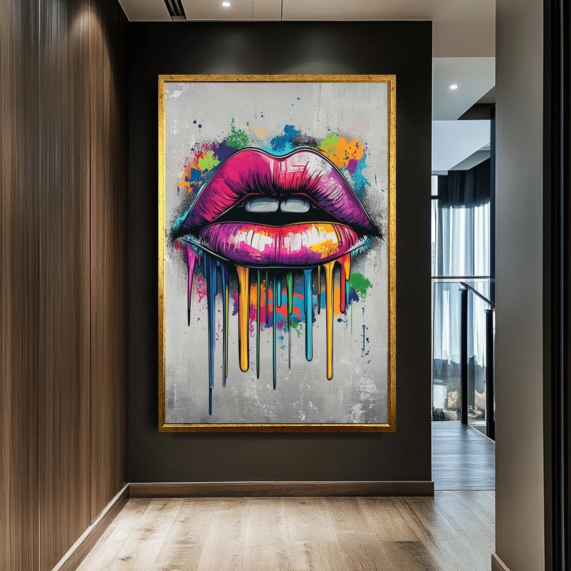 Colorful Dripping Lips Pop Art, Street Art Print - Image 5