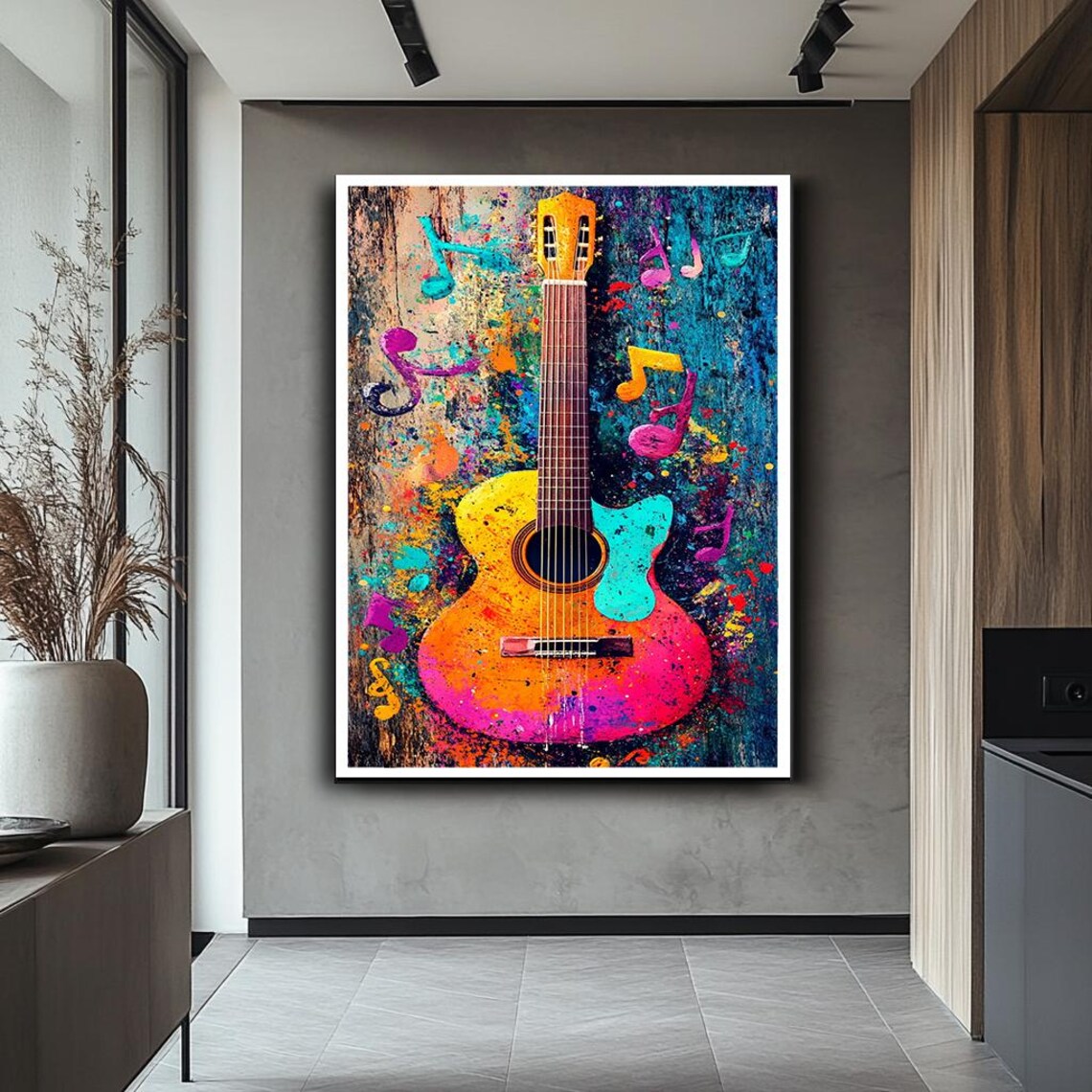 Colorful Guitar Abstract Music Art Print - Image 2