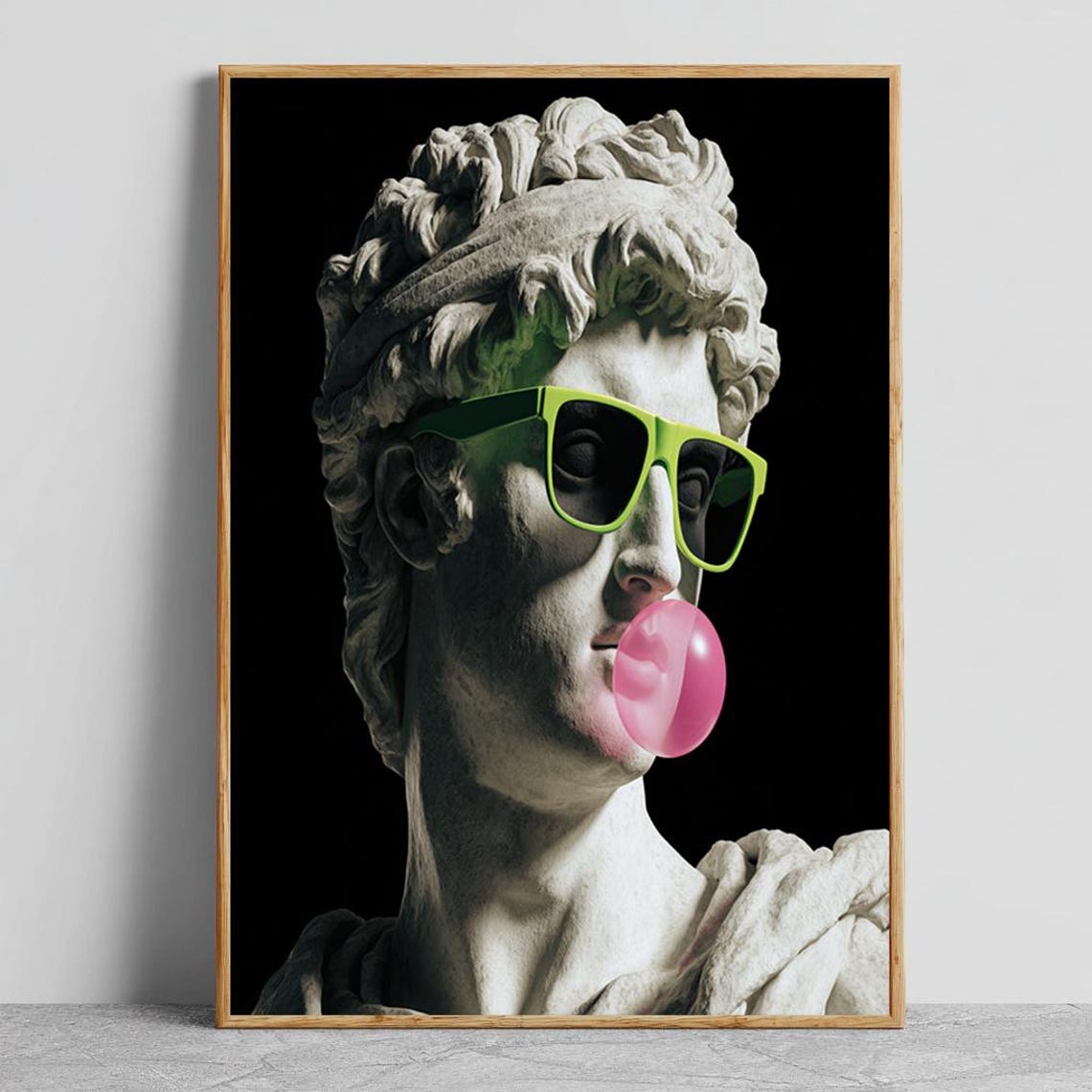 Michelangelo David Statue Neon Sunglasses Bubblegum Pop Art Poster