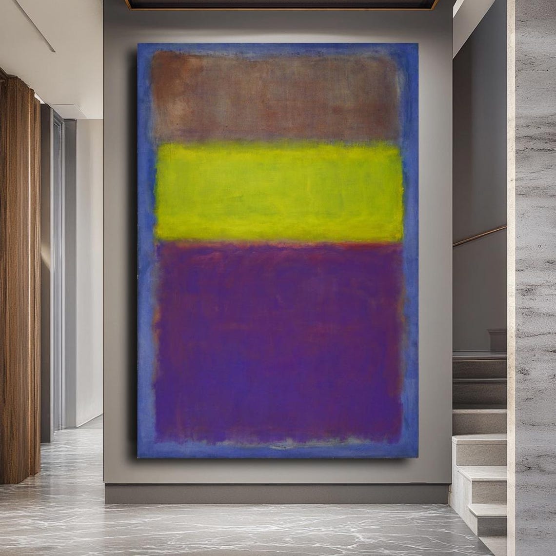 Abstract Color Field Painting Brown Yellow Purple Modern Art Poster