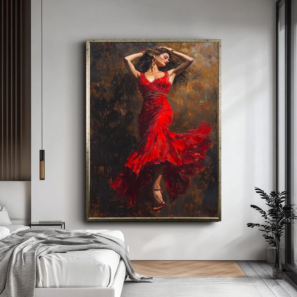 Flamenco Dancer In Red Dress Passionate Spanish Dance Art Poster - Image 5