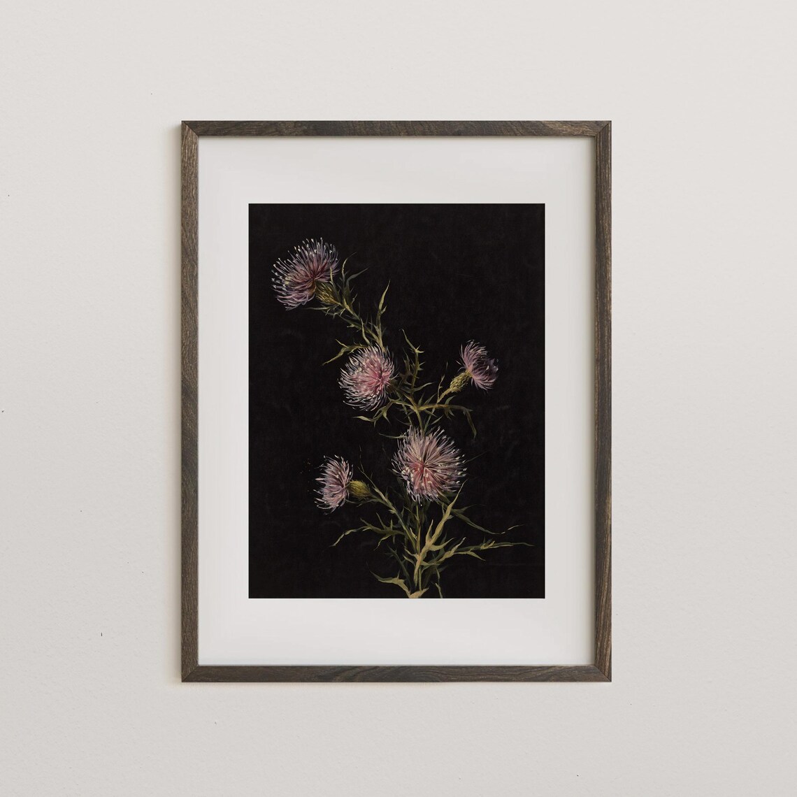 Dark Thistle Flowers Moody Black Floral Vintage Botanical Poster - Image 6