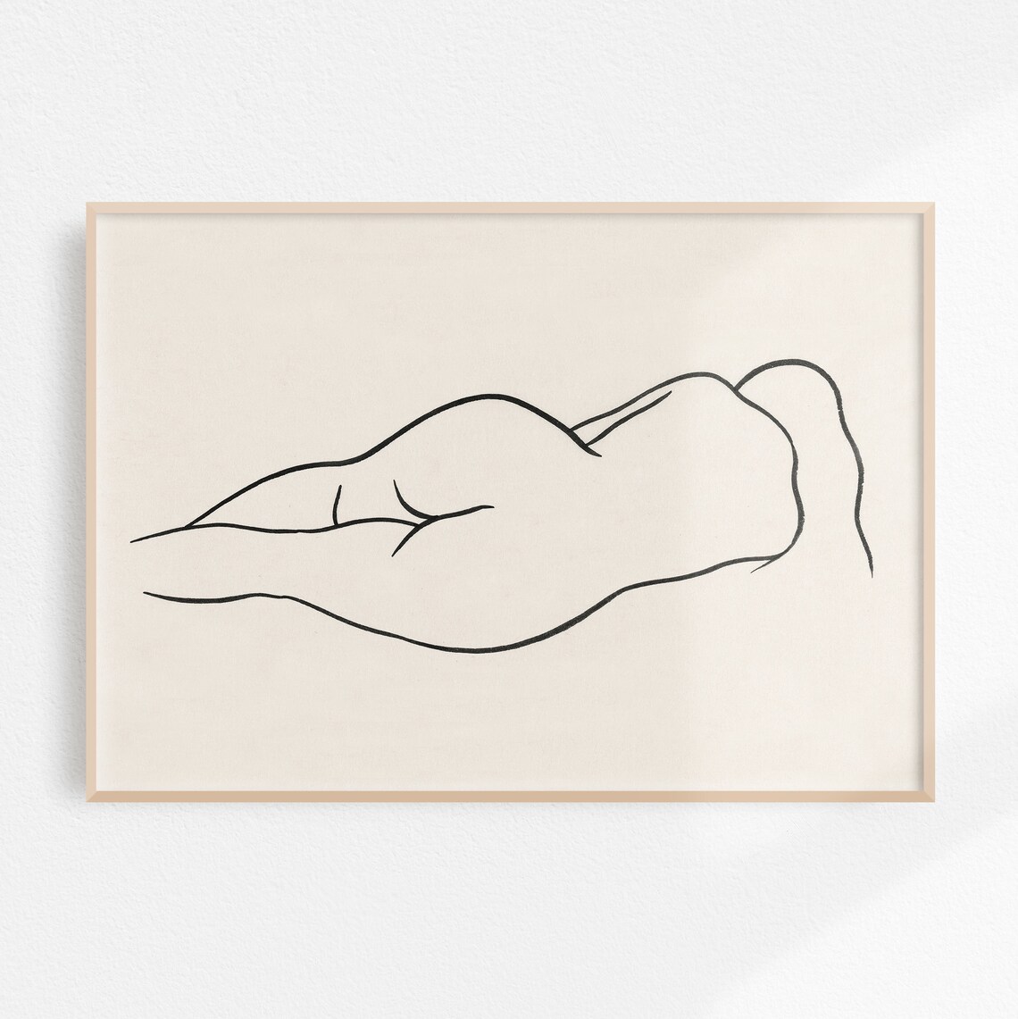 Reclining Female Figure Minimalist Nude Line Drawing Art Poster