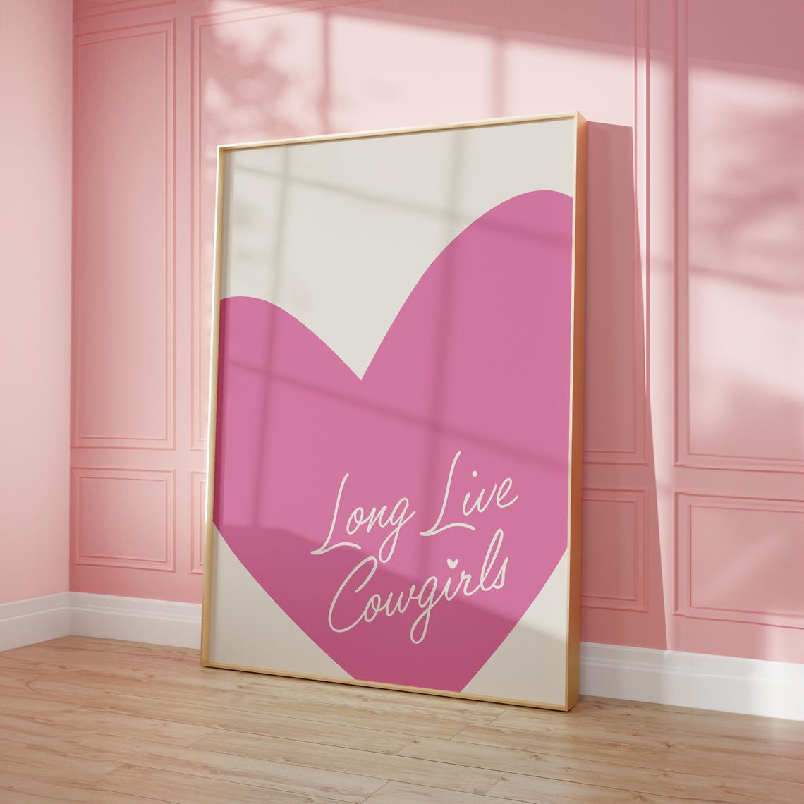 Long Live Cowgirls Script Big Pink Heart Girly Western Wall Art