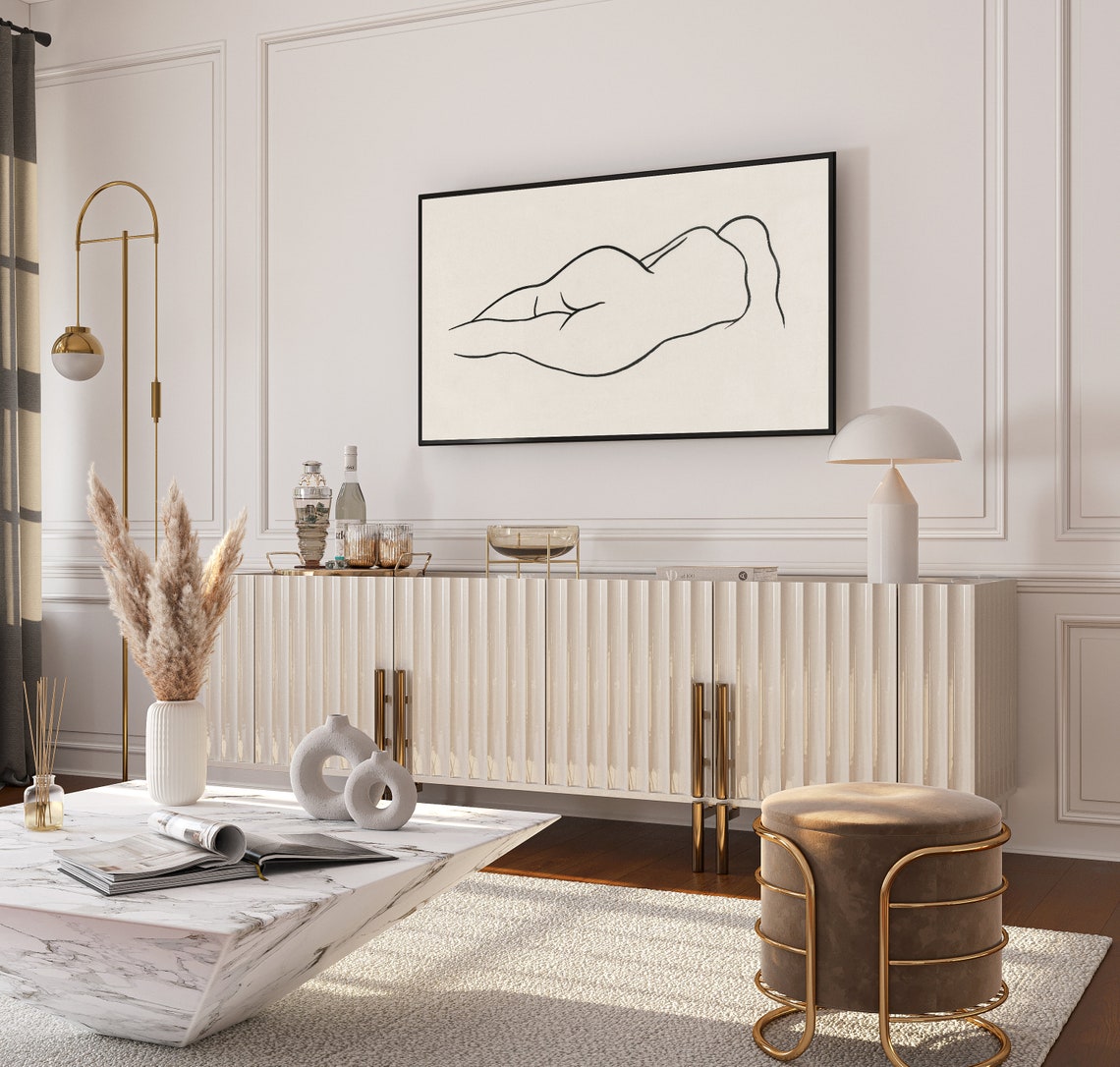 Reclining Figure Single Line Nude Drawing Minimalist Body Art Poster - Image 3