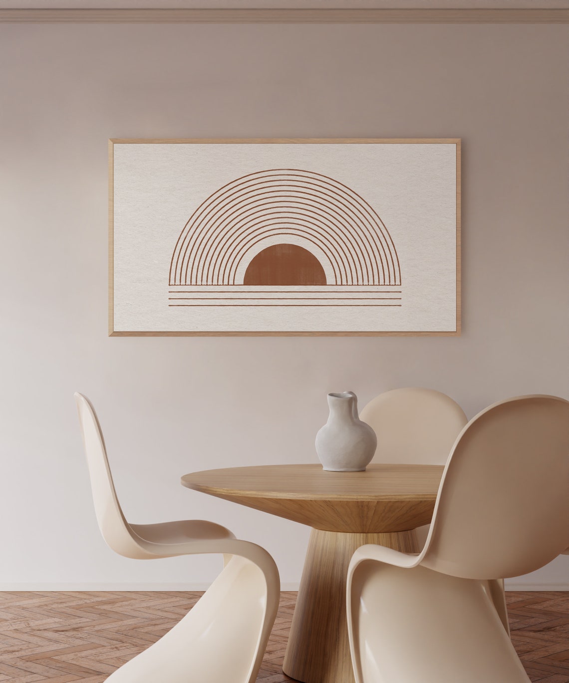Terracotta Rising Sun Line Art Minimalist Modern Boho Decor Poster - Image 2
