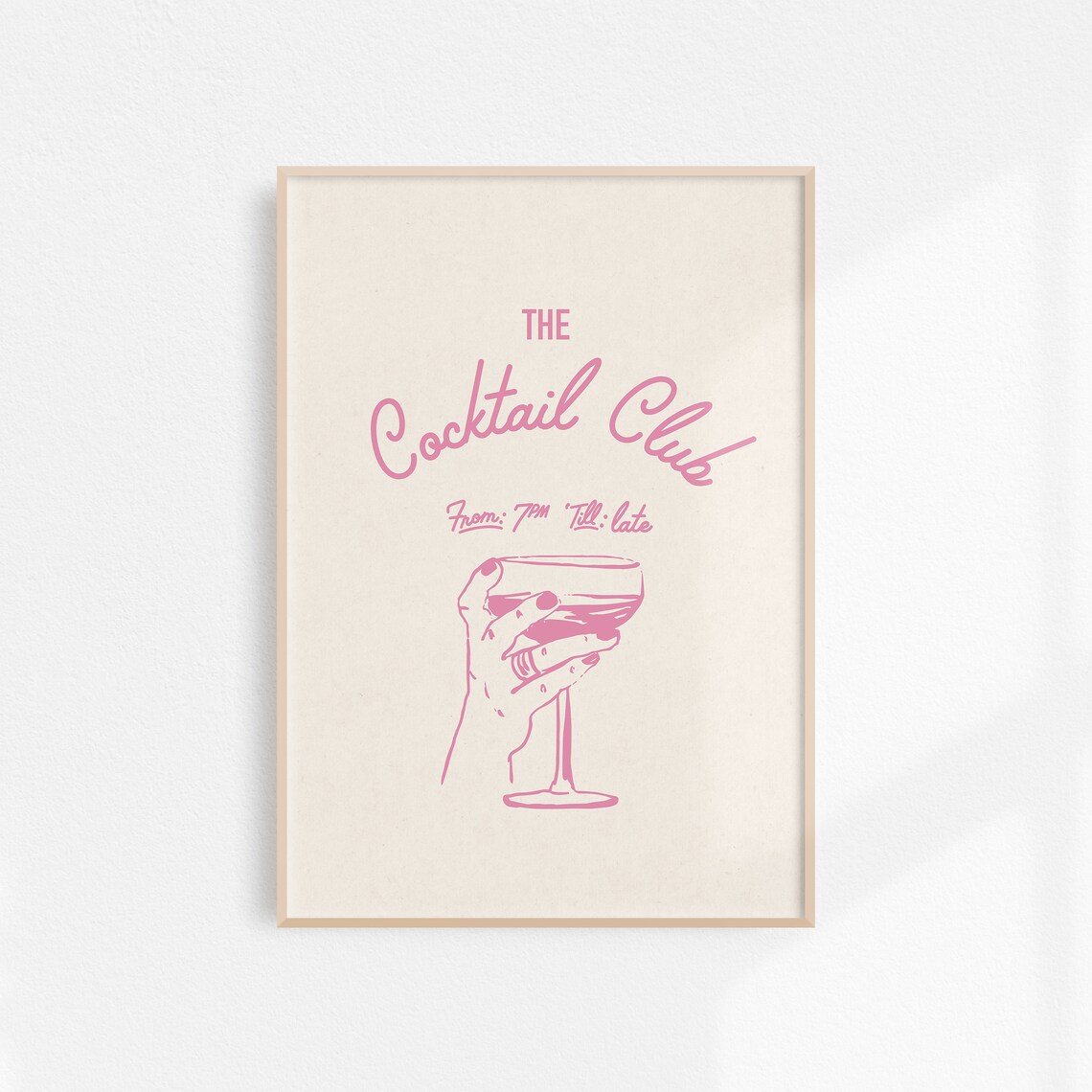 Hand Drawn Cocktail Club Cheers Cin Cin Art Print