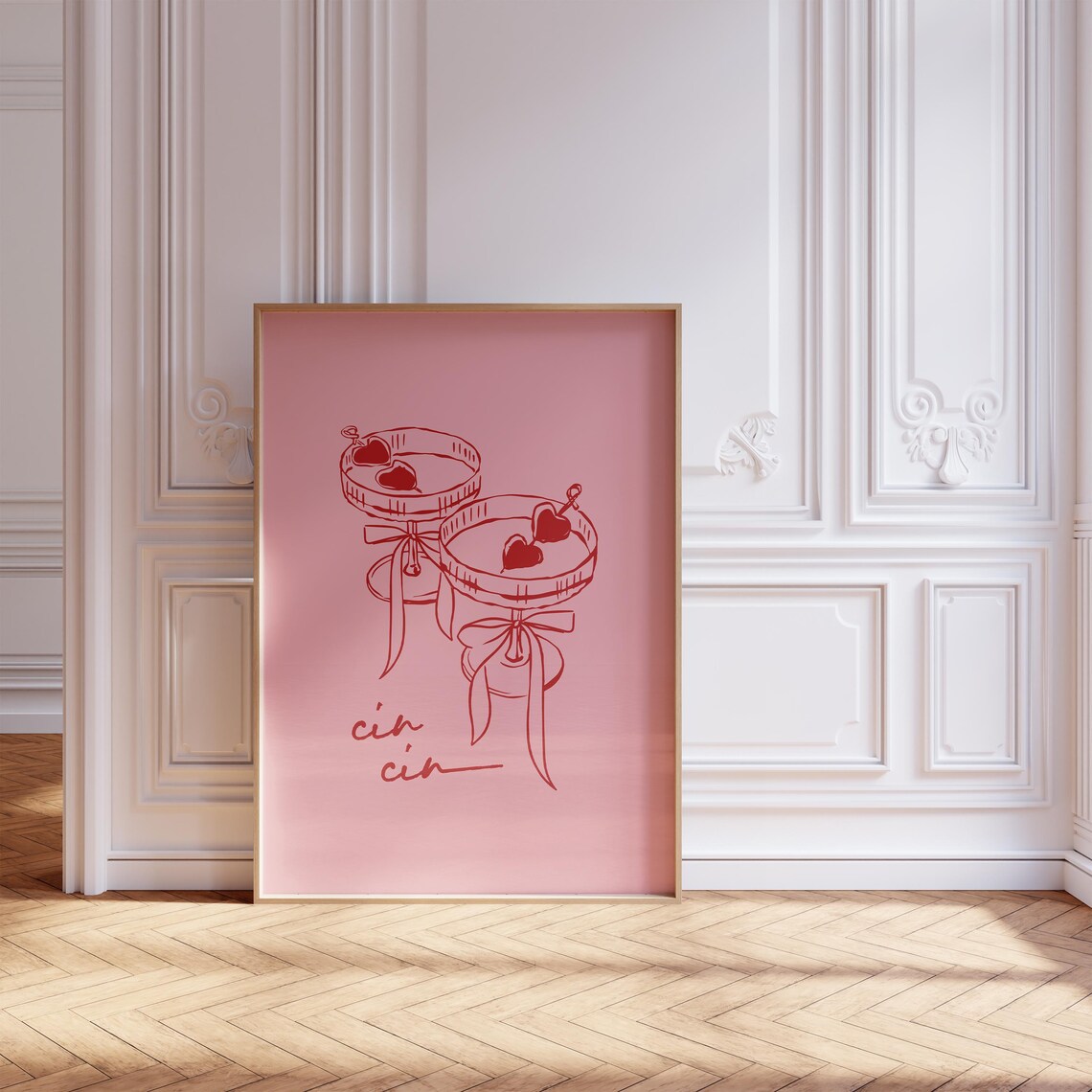 Cin Cin Wine Poster, Retro Cocktail Art Print - Image 2