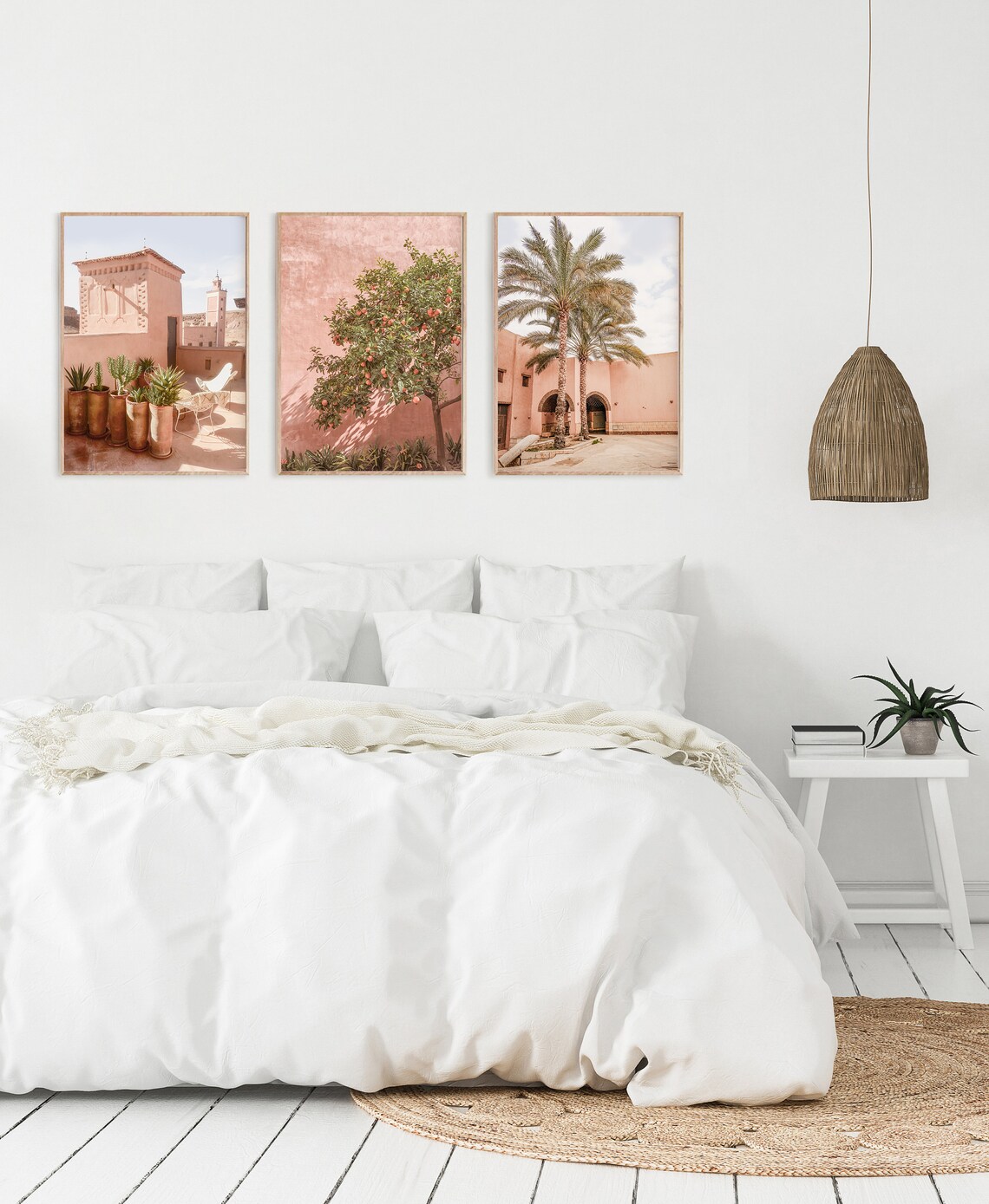 Terracotta Desert Triptych Warm Courtyard Palm Orange Art Poster - Image 4