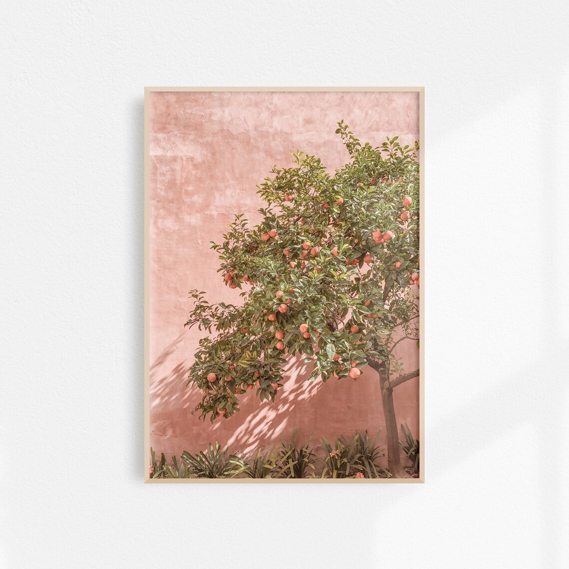 Terracotta Desert Triptych Warm Courtyard Palm Orange Art Poster - Image 2