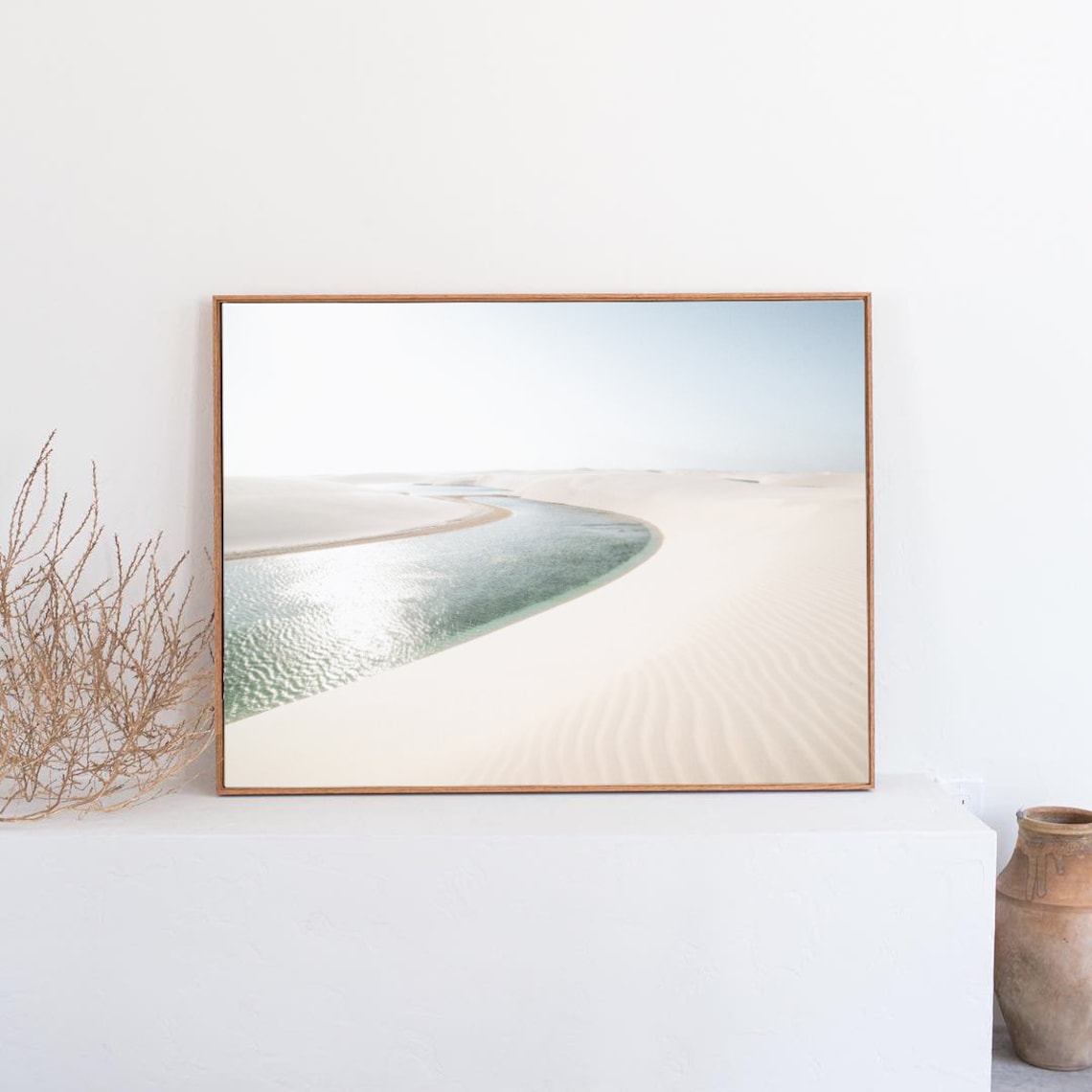 Turquoise Lagoon Curving Through White Desert Dunes Photography Poster - Image 3
