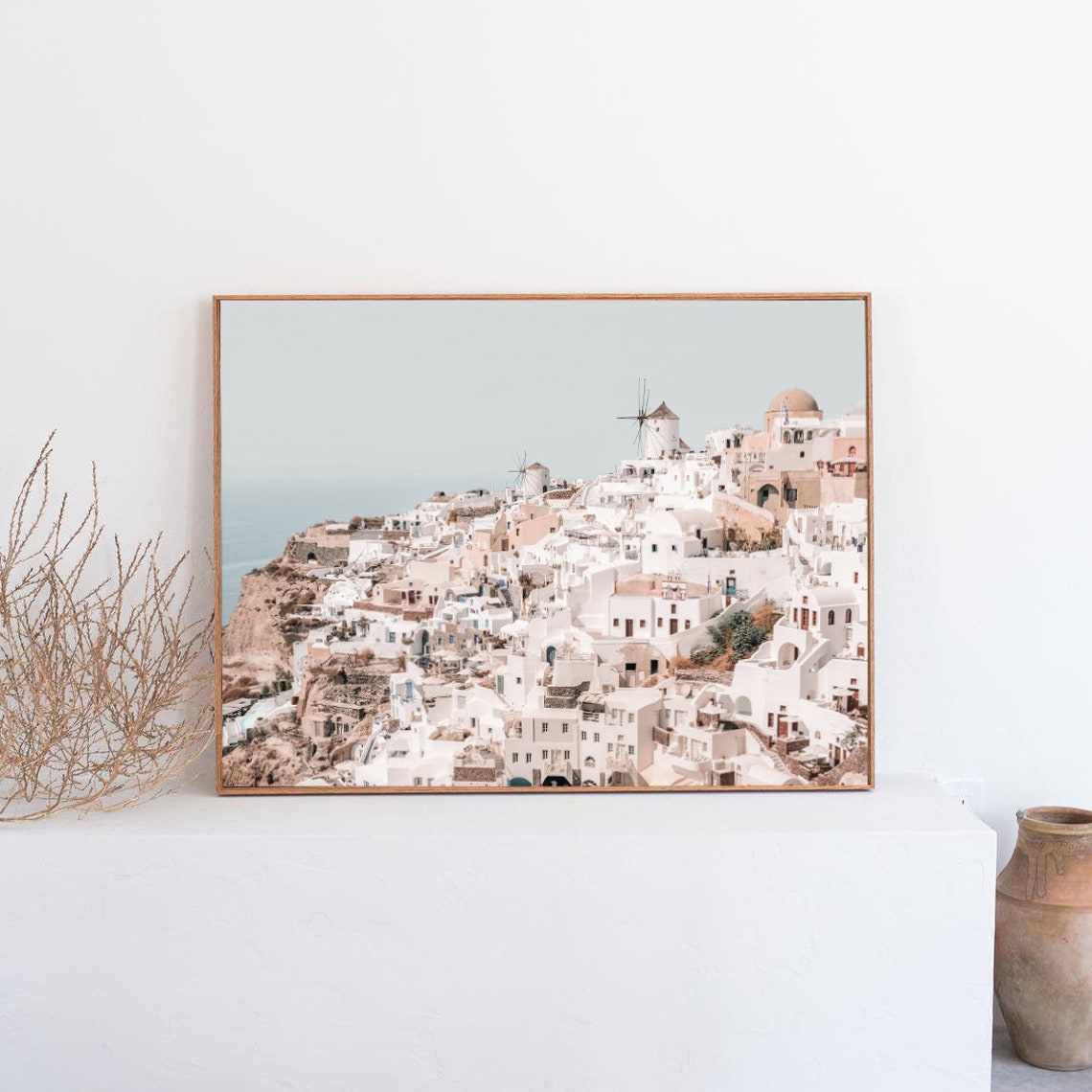 Santorini Oia Whitewashed Houses and Windmills Greece Poster - Image 3