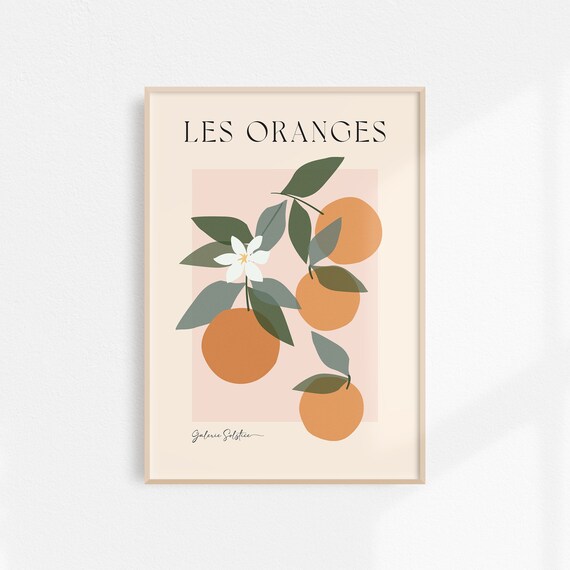 Orange Art Les Oranges Fruit Print, Kitchen Decor