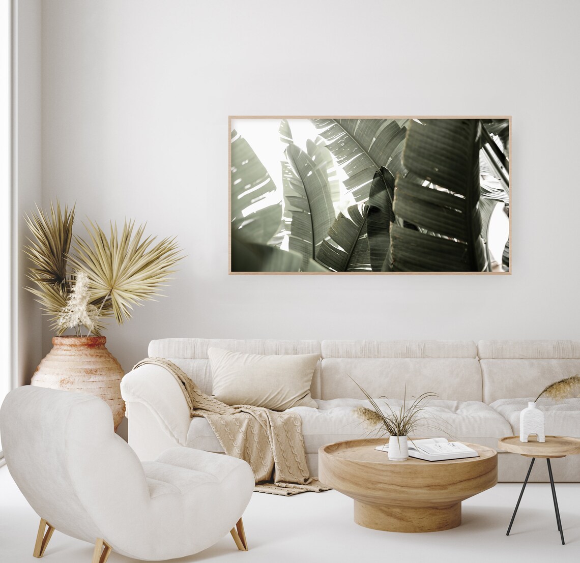 Sunlit Palm Fronds Muted Green Tropical Botanical Photography Poster - Image 2