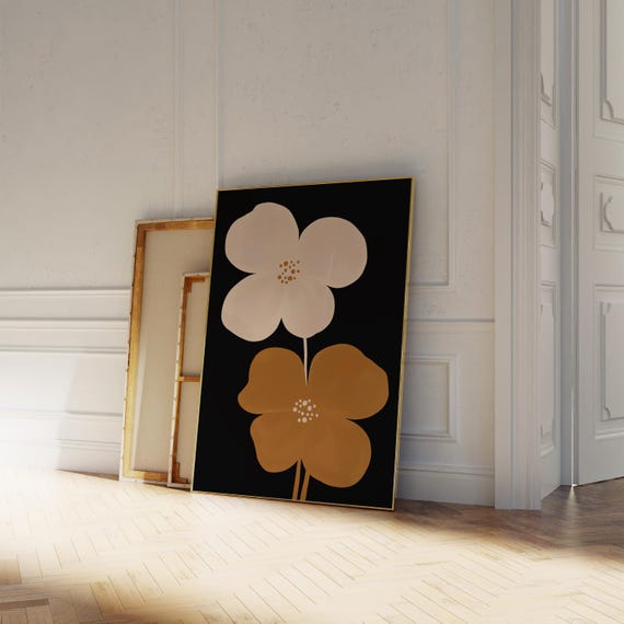 Oversized Flower Print Moody Black Brown Flower Print Floral Physical Print Abstract Organic Modern Poster