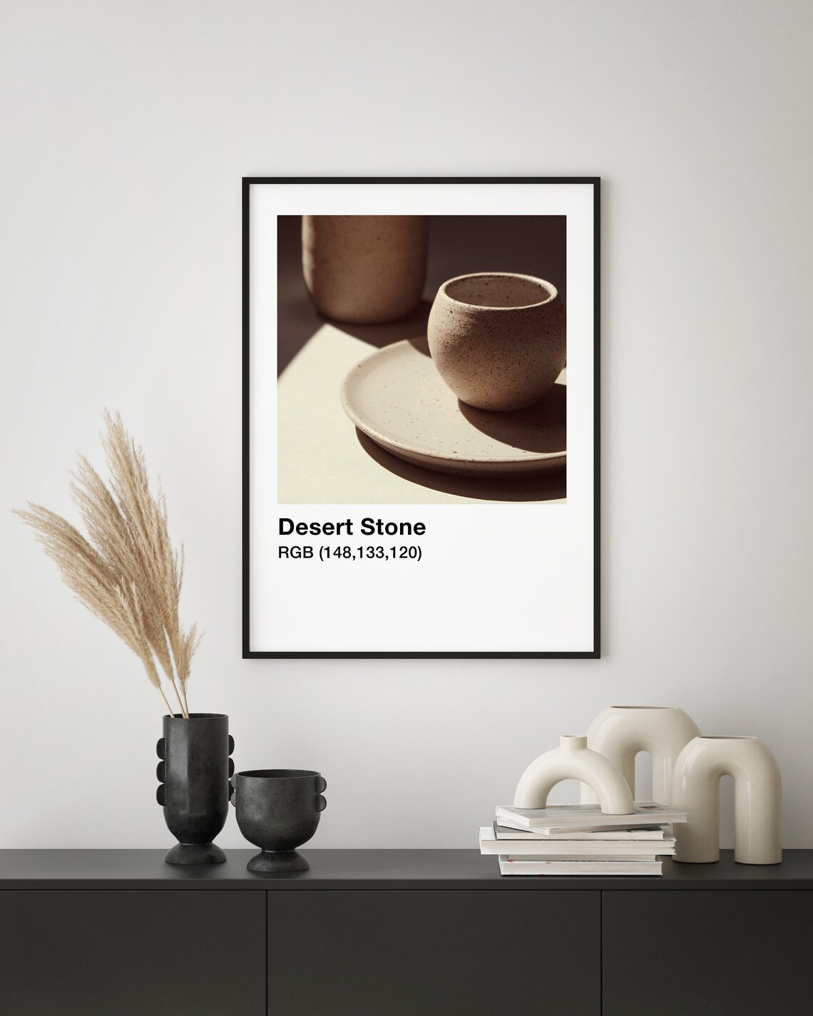 Desert Stone Handmade Speckled Ceramic Cup Plate Minimal Pottery Art Poster - Image 2