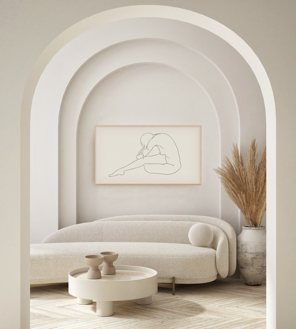 Minimalist Line Art Seated Figure Study Neutral Modern Decor Poster - Image 3
