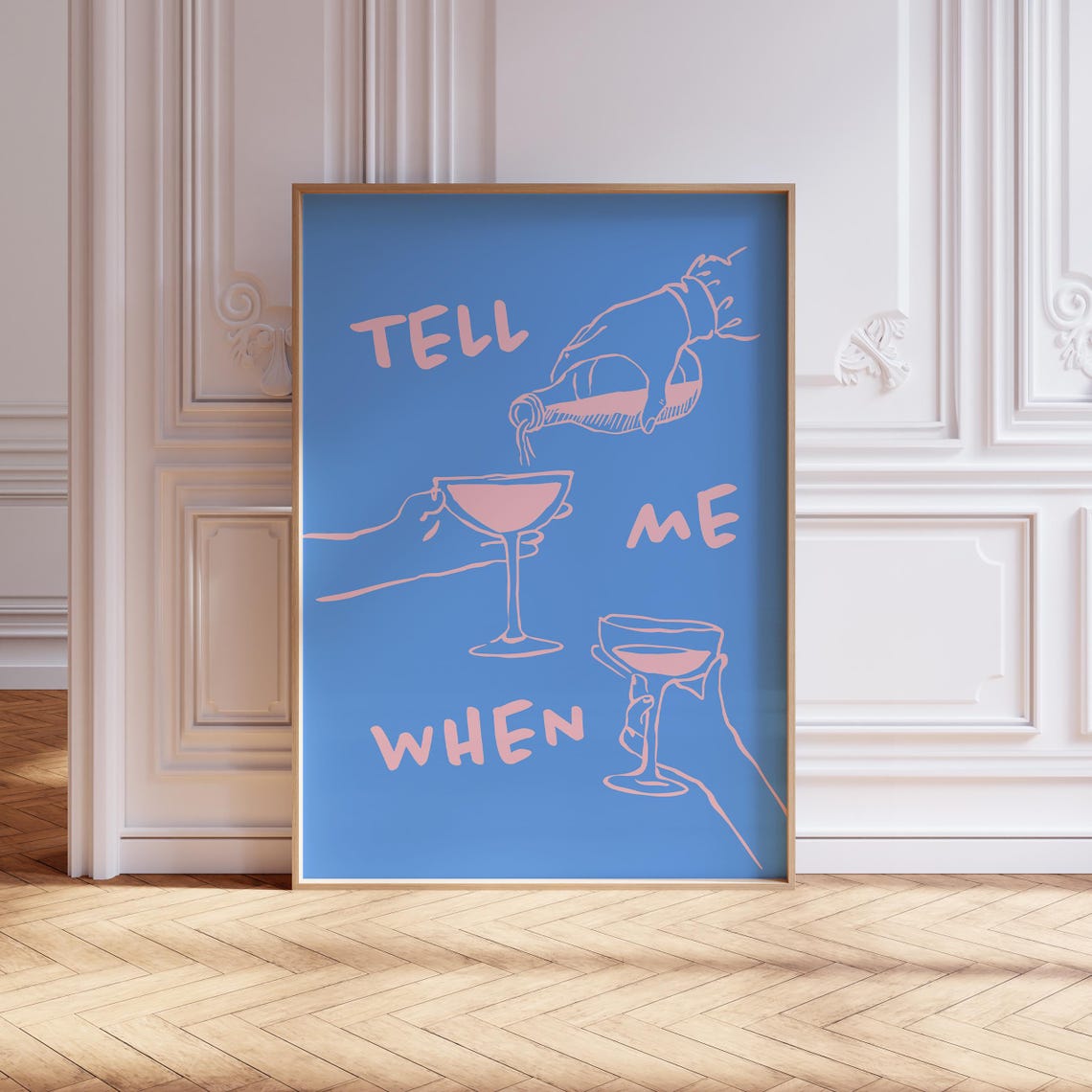 Tell Me When Pink Cocktail Pour Fun Retro Bar Cart Art Poster - Image 5