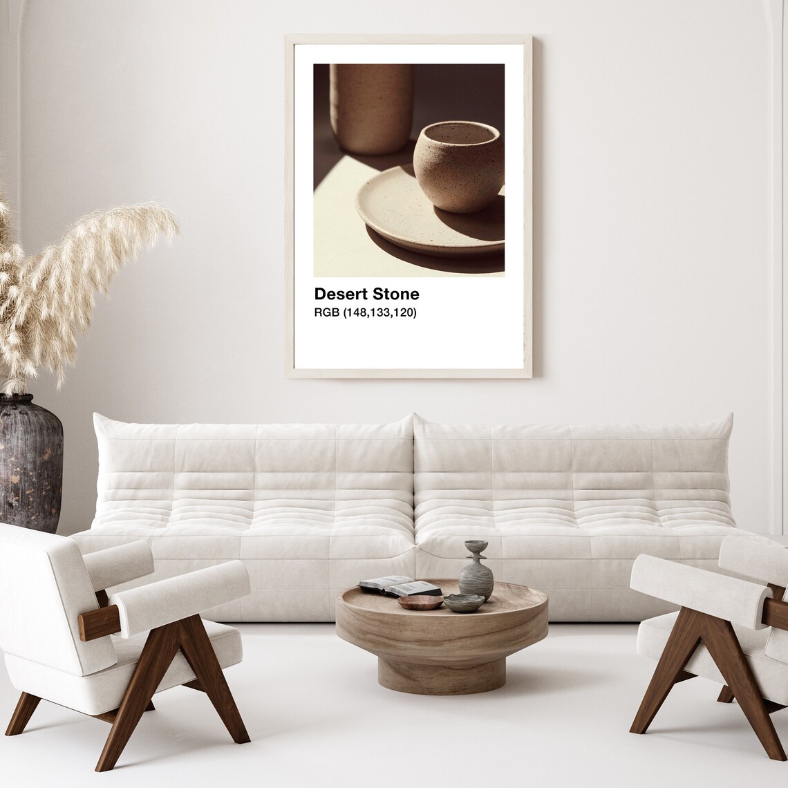Desert Stone Handmade Speckled Ceramic Cup Plate Minimal Pottery Art Poster - Image 3